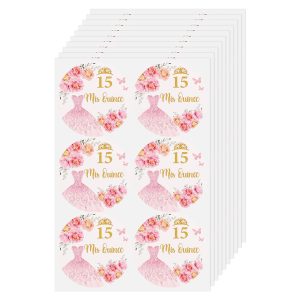 60 Pcs Mis Quince Stickers,Mis 15 Años Stickers for Quinceanera Party Favors,Recuerdos para 15 Años Quinceañeras Decorations