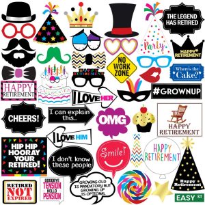 Retirement Photo Booth Props Goodbye Tension Hello Pension Multicolor