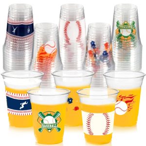 CUPLOOV Baseball Party Decorations Disposable Plastic Cups