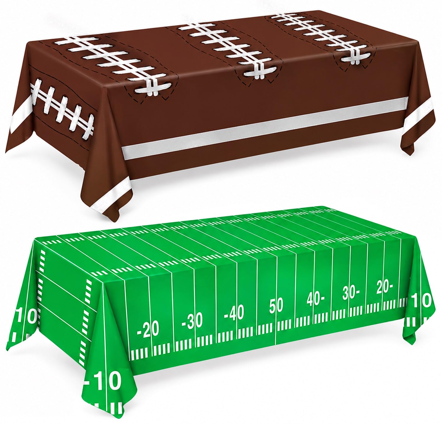 Oigco Football Party Decorations Tablecloth Disposable Plastic Touchdown Table Cover Perfect for Football Birthday Party Decorations and Gameday Tailgate Decorations 54 X 108Inch, 2 Pack