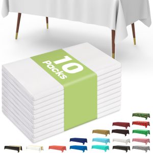 Pureegg Plastic Table Cloth Disposable 54x108 Inch 10 Pack, White