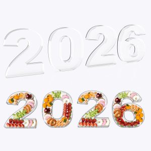 2026 Graduation Decorations, Graduation Centerpieces for Tables, 11" Acrylic Charcuterie Number Fillable Board for Chocolate Candy Snack, Food Serving Tray for Grad Party Supplies