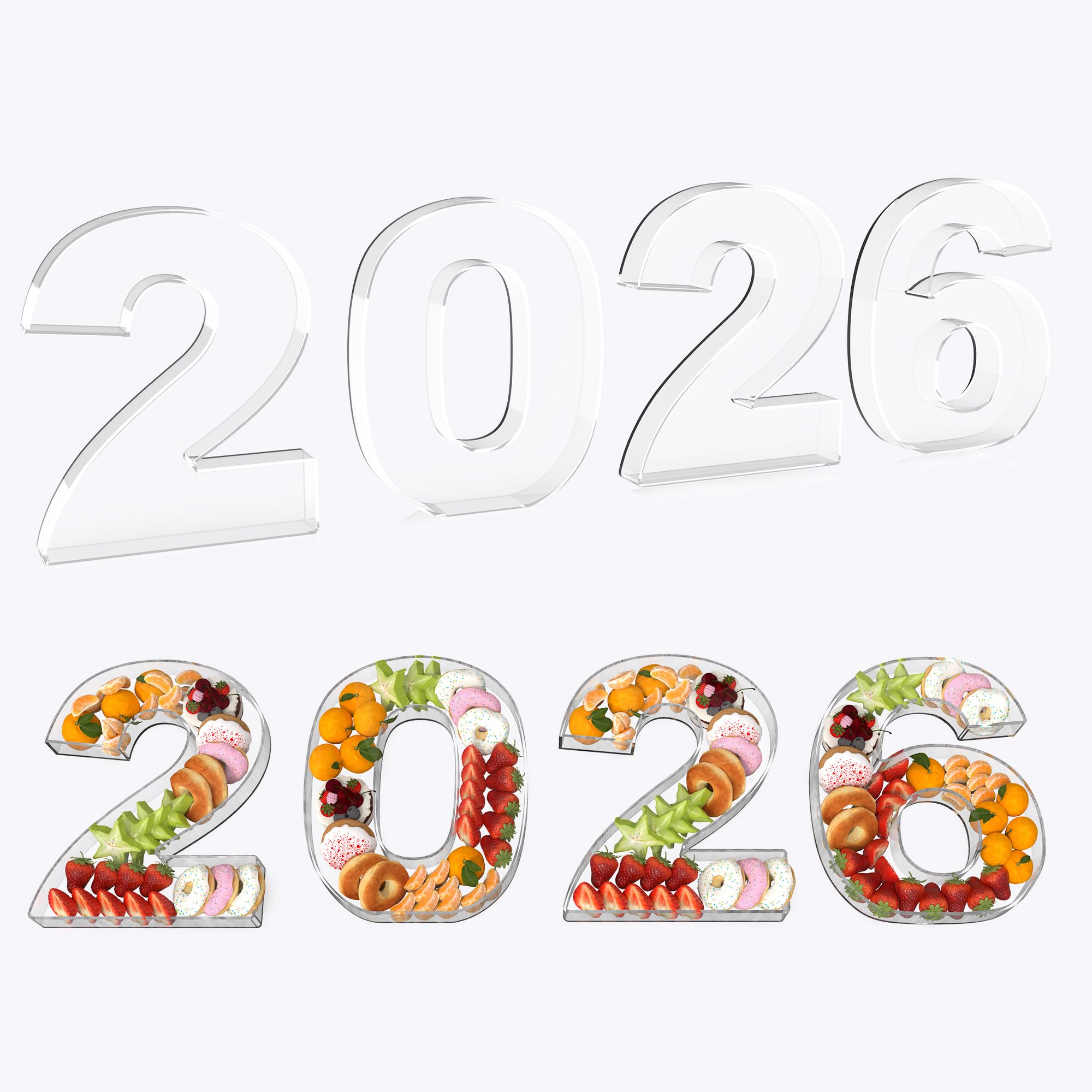 2026 Graduation Decorations, Graduation Centerpieces for Tables, 11" Acrylic Charcuterie Number Fillable Board for Chocolate Candy Snack, Food Serving Tray for Grad Party Supplies