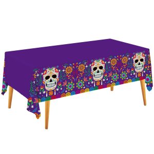 Gatherfun Day of the Dead Party Disposable Tablecloth Plastic Sugar Skull Table Cover for Dia De Los Muertos Party Decoration 54 X 108 inch 3 Pack for Day of the Dead Party
