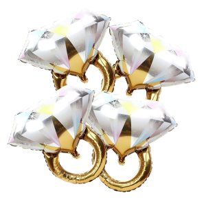4pcs Diamond Engagement Ring Mylar Balloons,Marriage Wedding Party Supplie