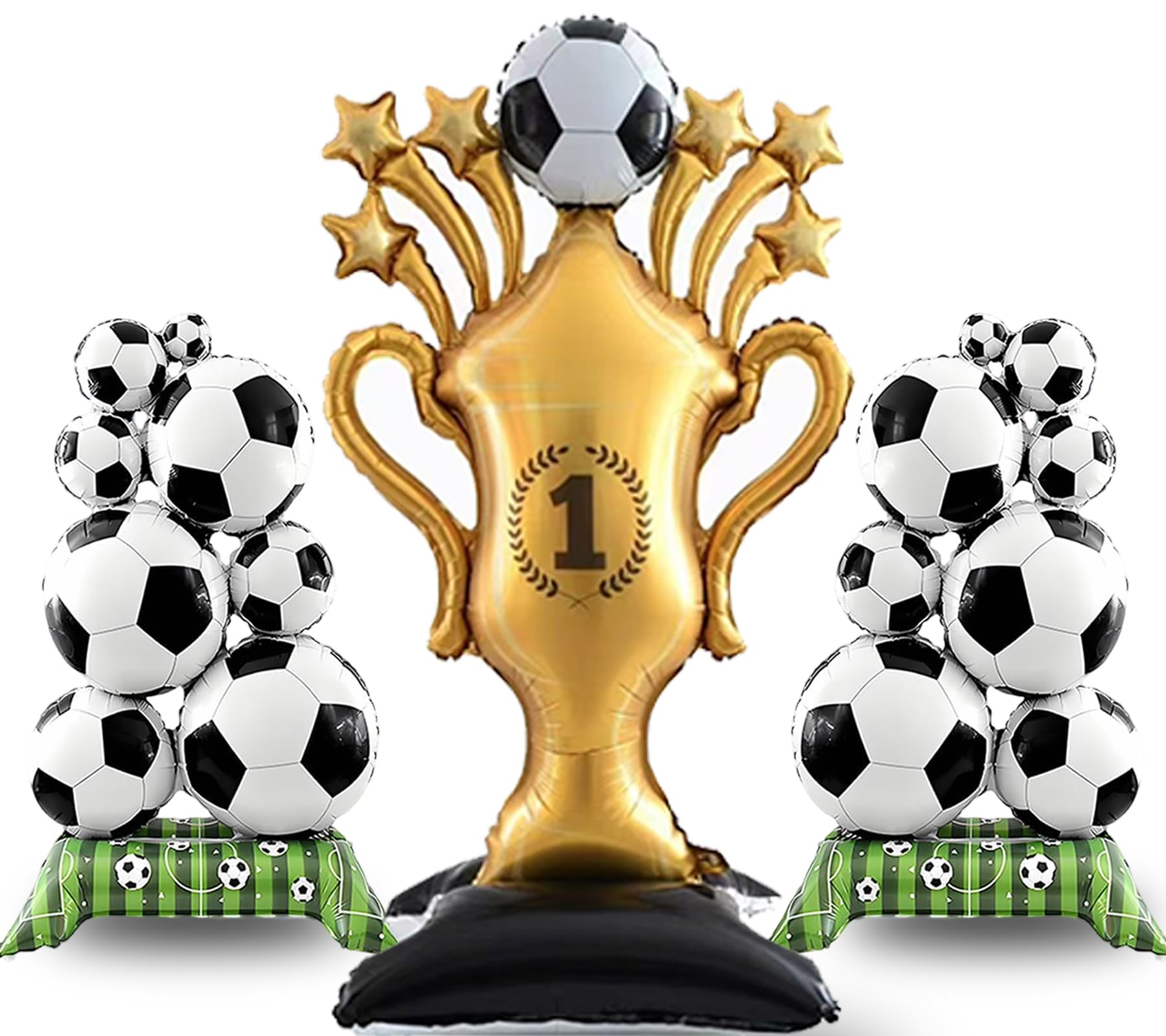 3PCS Soccer Party Decorations - Large Soccer & Trophy Foil Balloon Set, Sports/Birthday Themed Party Supplies for Soccer Fans,2026 World Cup Decor