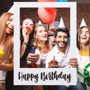 Beeveer 32 X 24 in Extra Large Happy Birthday Photo Booth Frame Props,White
