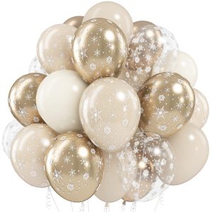 Jobkoo Blue Purple Silver Balloons 12 Inch Snowflake Balloons Metallic Silver Purple Blue Helium Party Balloon for Girls Birthday Ice Snow Winter Wonderland Baby Shower Christmas Party Decorations