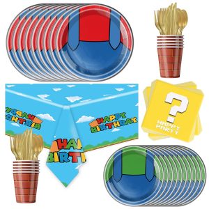 81Pcs Super Brother Party Tableware Set, Super Brother Party Decoration, Super Brother Birthday Party Supplies