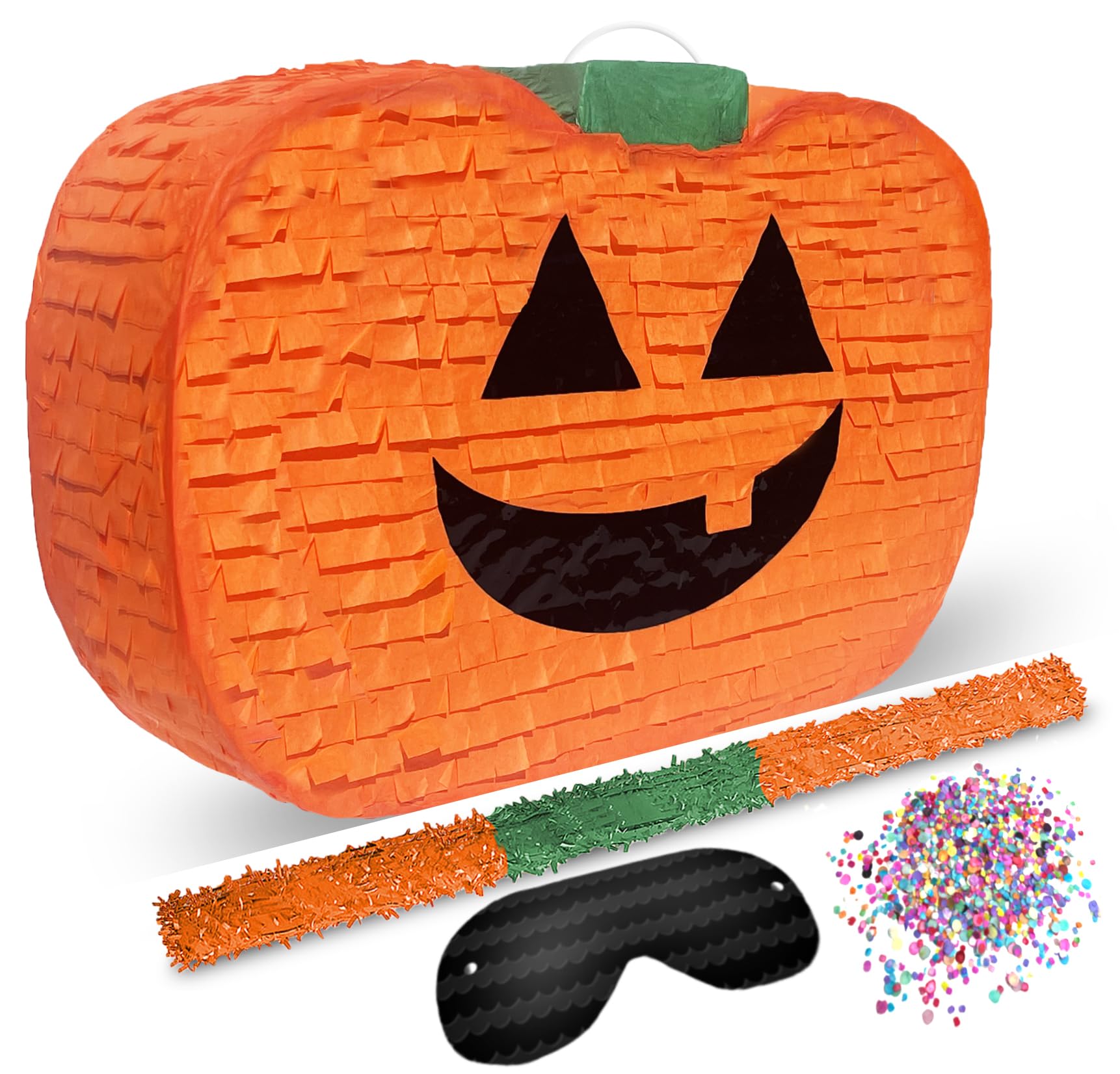 Jergrim Halloween Pumpkin Piñata 4-piece set 16"x11" Perfect for Halloween Party Decorations, Photo Prop, Jack-O'-Lanthern, October Birthday, Funny, Scary and Spooky, Fits candy/favors