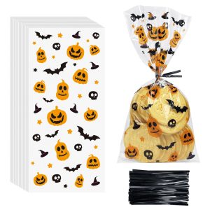Morepack Halloween Cellophane Treat Bags 5x11 In 120 Pcs Clear Candy Bags
