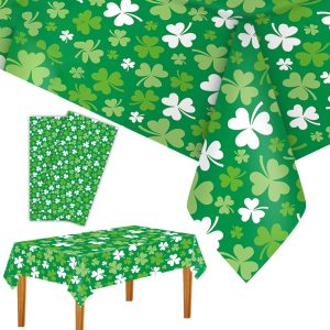 Zeptrix St Patricks Day Decorations,2Pcs 54”x108”Shamrock Tablecloth