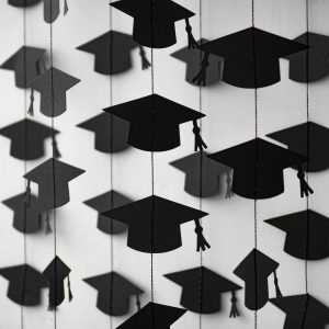 Blopee Black Graduation Garland Graduation Party Decorations Class of 2026 Grad Cap Garland Banner Streamers for Grad Party Hanging Decorations 39Feet