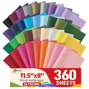 Simetufy 360 Sheets 36 Colors Crafts Tissue Paper for Gift Bags 11.5X8 Inch