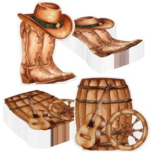 Western Cowboy Napkins, 100 Pcs Wild West Boot Hat Cowboy Barrels Western Party Napkins for Rodeo Birthday Supplies Cocktail Dinner Table Decor, 11 x 12 in