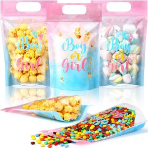 Capoda 50 Pcs Boy or Girl Gift Bags Clear Gender Reveal Sealing Pouches