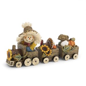 Hodao Fall Harvest Scarecrow Train Decoration, Thanksgiving Centerpiece