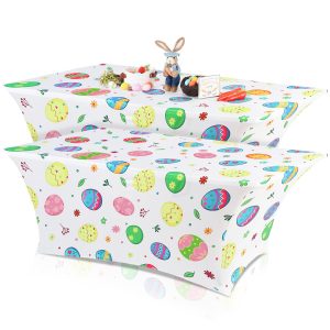 Oudain 2 Pcs Easter Table Cover Stretch Tablecloth 6 ft Egg Tablecloth