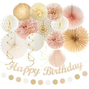 Champagne-Gold Beige Fall Boho Birthday Party-Decorations - 21pcs Autumn Neutral Retro Happy Banner,Girl One Sweet…