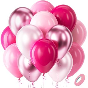 Bezente Pink Balloons Set 60pcs 12 inch