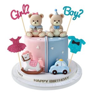 Gender Reveal Cake Topper, Bear Cake Decorations for Gender Reveal Party