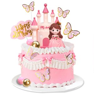 19 PCS Princess Cake Topper Castle Butterfly Birthday Cake Decorations