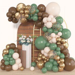 Amandir 153pcs Sage Green Brown Balloon Garland Arch Kit Different Sizes
