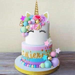 38 PCS Unicorn Cake Topper Flower Balls Cake Decorations for Birthday