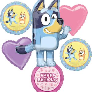 Bluey and Bingo Girl Birthday Party Supplies Foil Balloon Bouquet Decorations 6pc