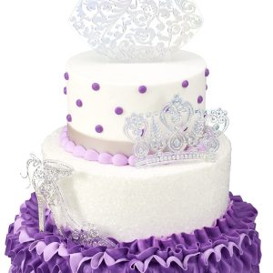 Quinceanera Silver Cake Topper | 3 Piece 15th Birthday Party Decoration Set