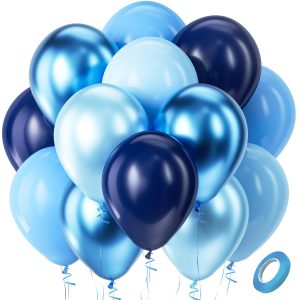 Bezente Blue Latex Balloons Set 60pcs 12 inch