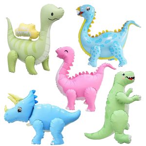 LilyZheng 3D Dinosaur Balloons, Dinosaur Birthday Decorations 5-Pack