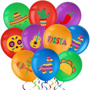 Aoriher 45 Pcs Mexican Fiesta Balloons Cinco De Mayo Fiesta Balloon