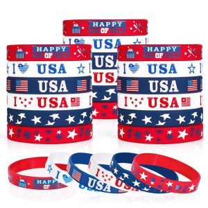 4th of July Party Favors Rubber Bracelets 30PCS Fourth of July Gifts Kid