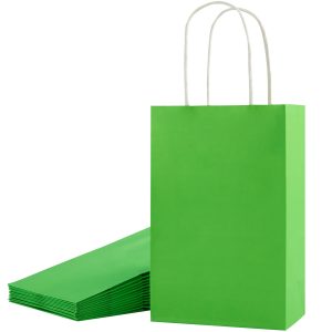 SUNCOLOR 24-Pack Green Gift Bags with Handles, 8" Kraft Paper Party Favor Bags for Christmas St Patrick Day Birthday Easter
