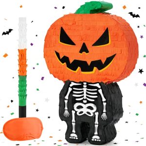 WERNNSAI Halloween Skull Pumpkin Piñata 16.4" Pumpkin Skull Piñata for Kids
