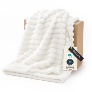 Bedsure GentleSoft White Throw Blanket for Couch - Halloween Decorations for Fall Home Living Room Decor, Cozy Fleece Blanket, Christmas Birthday Gifts for Women Mom Her Girls, Off White, 50x60 in