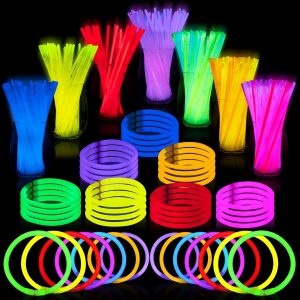 JOYIN 200 Pcs 8" Glow Sticks Bulk Party Pack, Neon Glow in the Dark Party Supplies, Light Up Necklaces and Bracelets with Connectors for Halloween, Easter, Football, Birthday Decorations