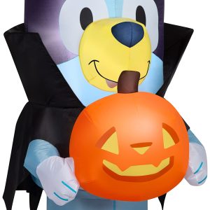 Gemmy Bluey Halloween Inflatable, 3.5 Ft Tall Lighted Vampire Bluey Yard Decoration with Jack O'Lantern, Outdoor Decor with Stakes and Tethers