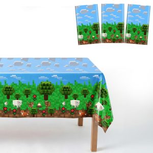 Haydyson Pixel Miner Tablecloths, 54x108 in, Themed Birthday Party Supplies