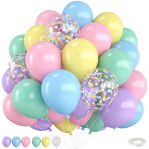 Pastel Balloons 12 Inch Rainbow Maca Pink Blue Purple Green Yellow Balloon