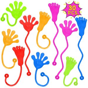 Sticky Hands Bulk 30 PCS Party Favors for Kids 4-8,8-12 Year Stretchy Sticky Hand Feet Halloween Goodie Bags…