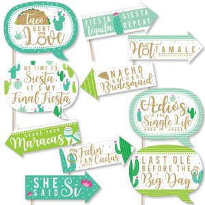 Funny Final Fiesta - Last Fiesta Bachelorette Photo Booth Prop Kit - 10pc