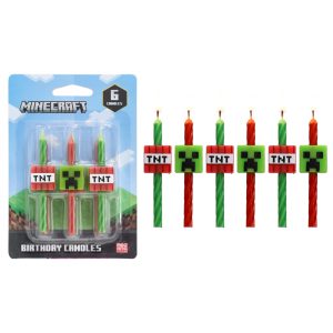 Minecraft Birthday Candles | Party Cake Decoration Toppers | 6 Count