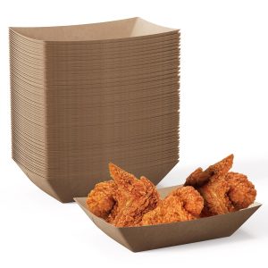 JOLLY CHEF 2lb Paper Food Trays 100 Pack Disposable Paper Boat Serving Boat