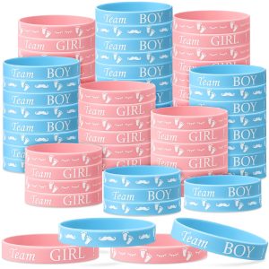 Jetec 30 Pcs Gender Reveal Bracelets Team Girl,Tint Color,Classic Style
