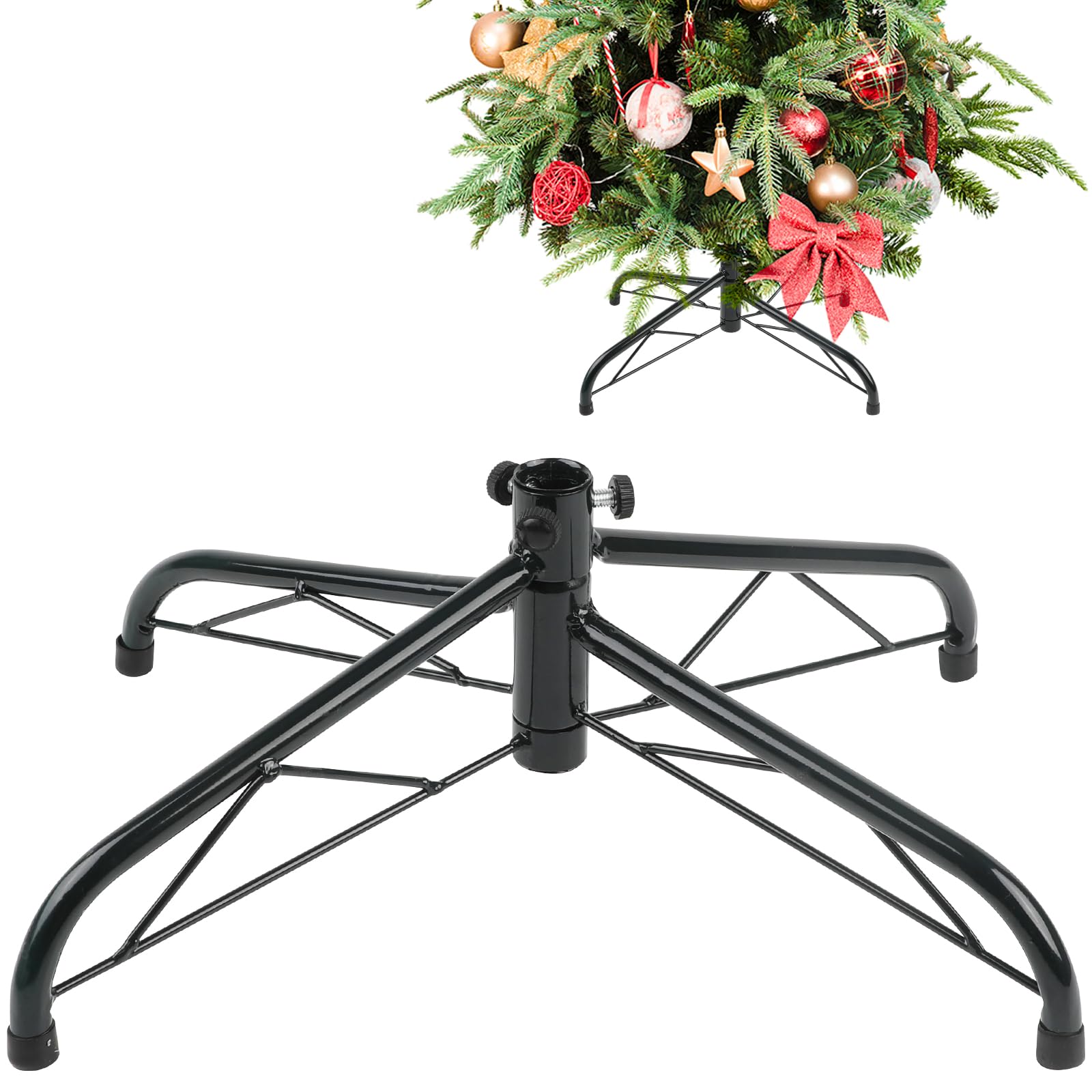 CCINEE Metal Christmas Tree Stand, Universal Folding Xmas Tree Stand 15.7 Inch Replacement Tree Stand Base for 3 Ft to 6 Ft Christmas Artificial Trees Fake Tree, Green