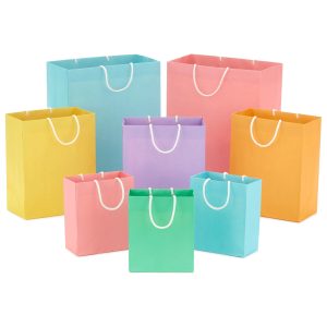 Hallmark Recyclable Gift Bags Assorted Sizes (8 Pack) Pastel Colors