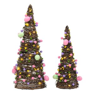Easter Rattan Table Trees Decor Lighted Easter Decorations