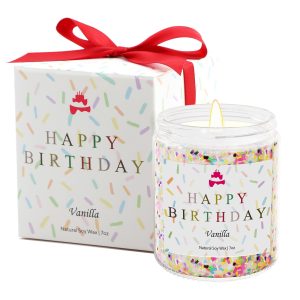 Lihome Happy Birthday Candle, Birthday Gifts for Women, Vanilla Soy Candles